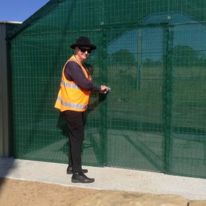 Fran unlocking shade shed at community garden 13/07/2013
